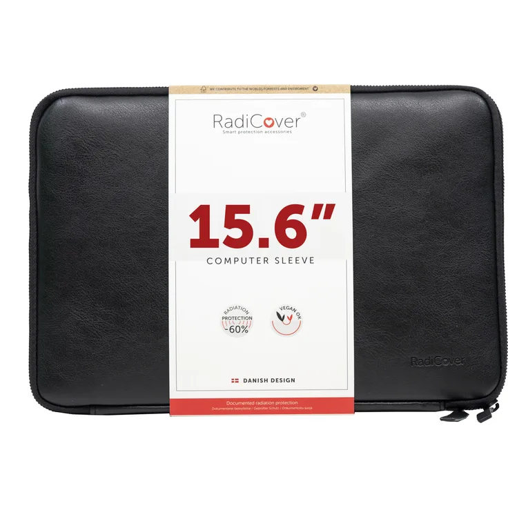 Radicover Leather Computer Sleeve 15,6 (15.60"), Notebooktasche in Schwarz