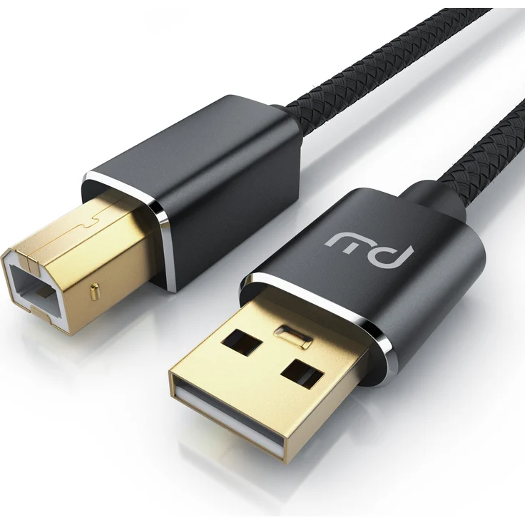 Primewire USB 2.0 Drucker / Scanner Kabel mit Nylonmantel, 2m, vergoldete Kontakte, robuste Abschirmung, Typ A auf Typ B