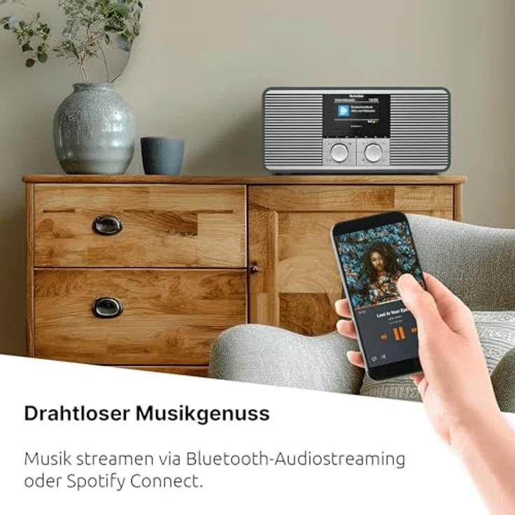 TechniSat DIGITRADIO 425, Stereo DAB+ Internetradio mit CD-Player, Bluetooth 5.2, WLAN, USB, AUX in, Spotify Connect, 40 W, Equalizer, Farbdisplay, App-Steuerung, Anthrazit – Bild 5