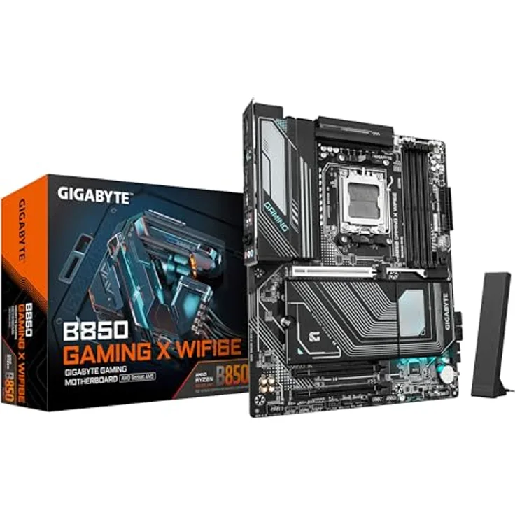 Gigabyte B850 Gaming X WIFI6E - Mainboard, AMD Ryzen 9000 Serie CPUs, 12+2+2 Phasen digitales VRM, bis zu 8200MHz DDR5 (OC), 1xPCIe 5.0 + 2xPCIe 4.0 M.2, 2.5G LAN, WiFi 6E, USB 3.2 Gen 2x2
