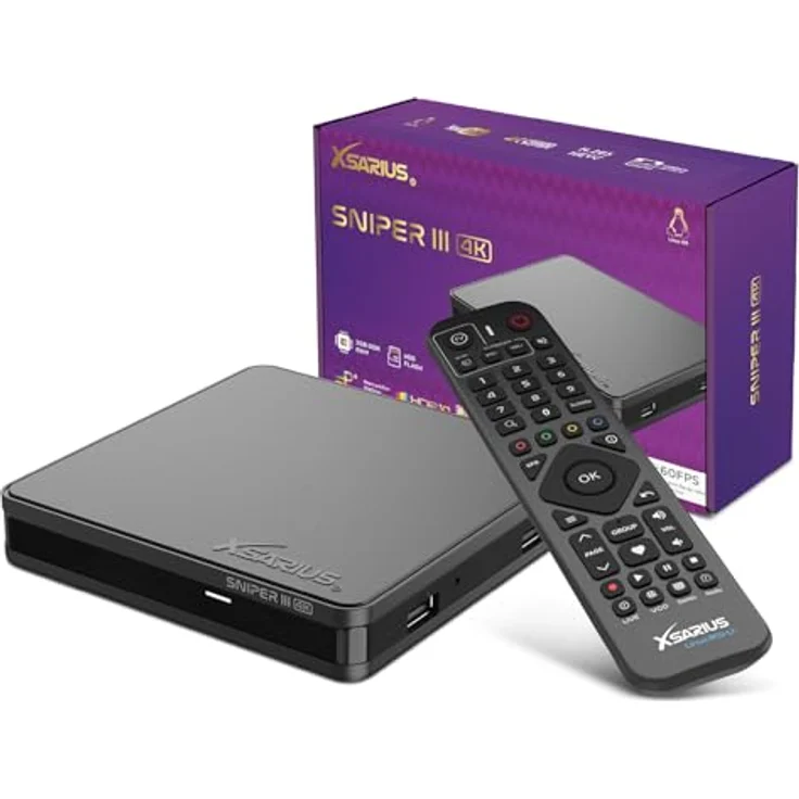 Xsarius Sniper 3 IR, 4K Linux UHD HEVC OTT IPTV PremiumTV Box mit Dual-WiFi und verbesserter Benutzeroberfläche – Bild 1