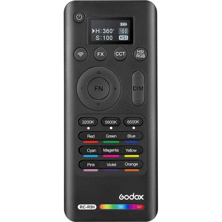 Godox LED Light Remote Control RC-R9II, Drahtlose Fernsteuerung für Godox LED Beleuchtung, Schwarz, Reichweite bis 100 Meter