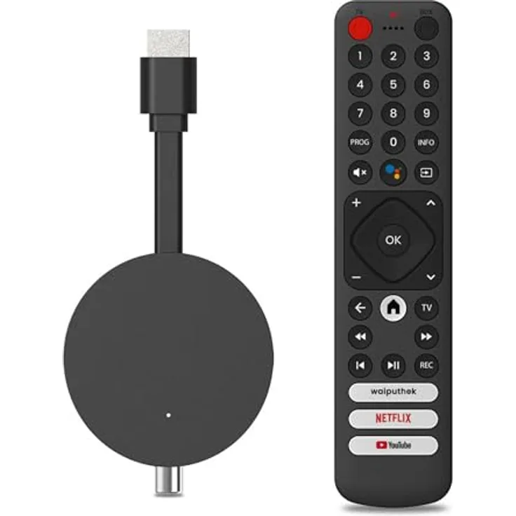 freenet TV Hybrid TV Stick, DVB-C/T2 & Streaming, 4K UHD, Android TV 12, WLAN HDMI mit Chromecast, 3 Monate freenet TV
