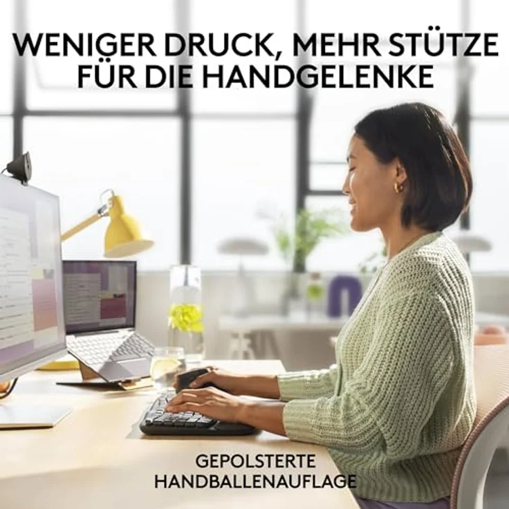 Logitech Wave Keys for Business, kabellose ergonomische Tastatur mit gepolsterter Handballenauflage, sichere Logi Bolt Technologie, Bluetooth, kompatibel mit Windows/Mac/Chrome/Linux – Grafit – Bild 4