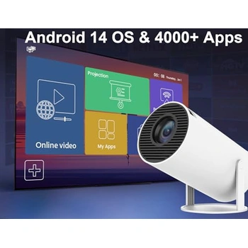 Elektrische focus: trapeziumcorrectie, mini-beamer, 4K 1080p Full HD, ondersteunt 300 ANSI Smart projector met WiFi6, BT 5.0, 150 inch scherm, draagbare ingebouwde Android OS 11.0 thuisbioscoopbeamer