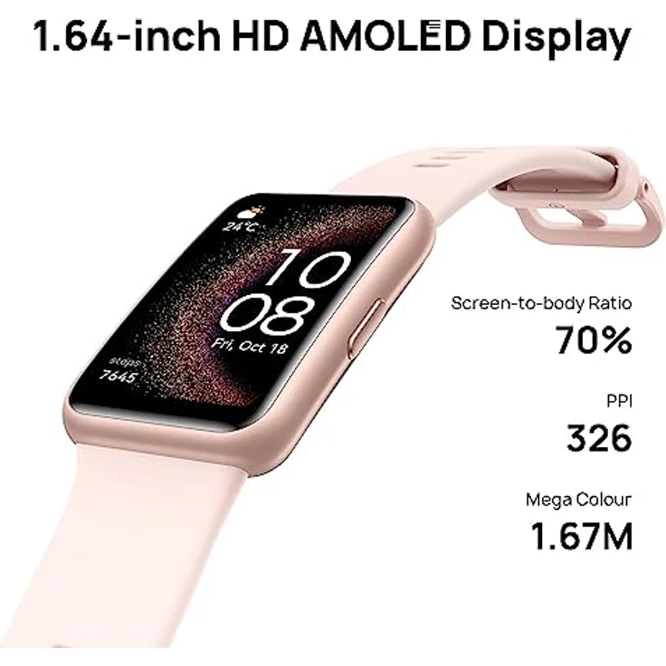 HUAWEI Watch FIT SE Smartwatch, Fitnessuhr mit 1,64-Zoll-HD-AMOLED-Bildschirm und langanhaltender Akkulaufzeit, Aktivitätstracker kompatibel mit Android & iOS, Gesundheitsmonitor & Sport-Tracker, pink – Bild 2