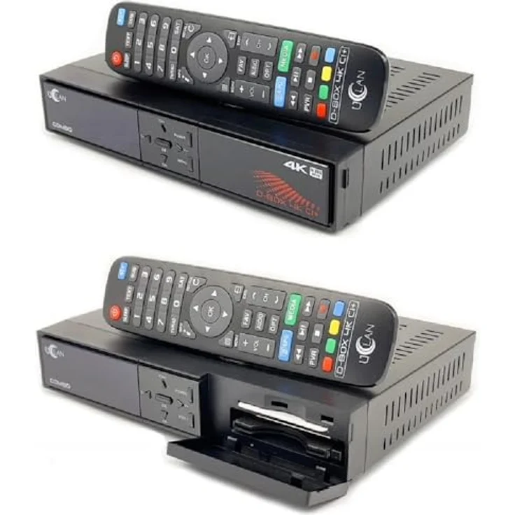 M@TEC UCLAN D-Box 4K UHD Combo Receiver mit CI+ Schacht & Kartenleser, Sat- Kabel- & DVB-T2 Receiver für CI Plus, für Satellitenschüssel Kabelfernsehen & DVBT2, HDMI, Multistream + M@tec HDMI Kabel – Bild 4