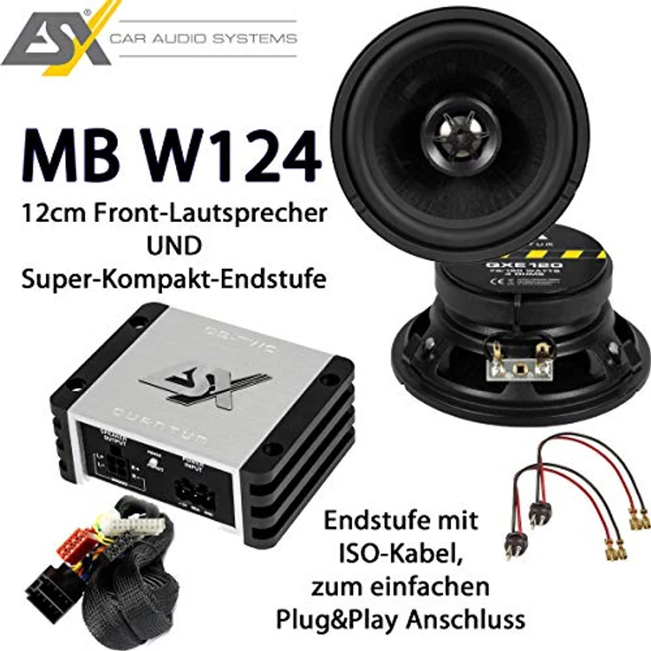 ESX ESX Q-W124, Aktives Soundsystem für Mercedes-Benz W124, 2-Kanal Class D Verstärker, 52/95 Watt RMS, 12 cm 2-Wege Lautsprecher – Bild 6