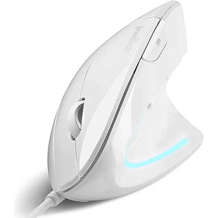 Perixx PERIMICE-513W Vertikale USB-Maus mit Kabel, Weiß – Ergonomisches Design, 1000/1600 DPI, Rechtshänder-Design – Bild 1