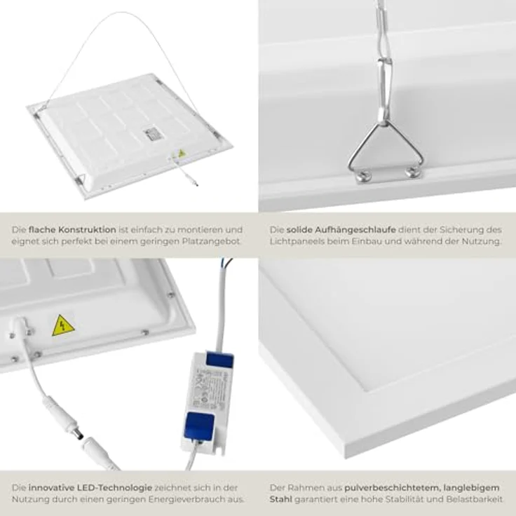 tectake® LED Paneel, LED Panel ulraflach, Decken- und Wandlampe, warmweiß, 45 x 45 cm – Bild 4