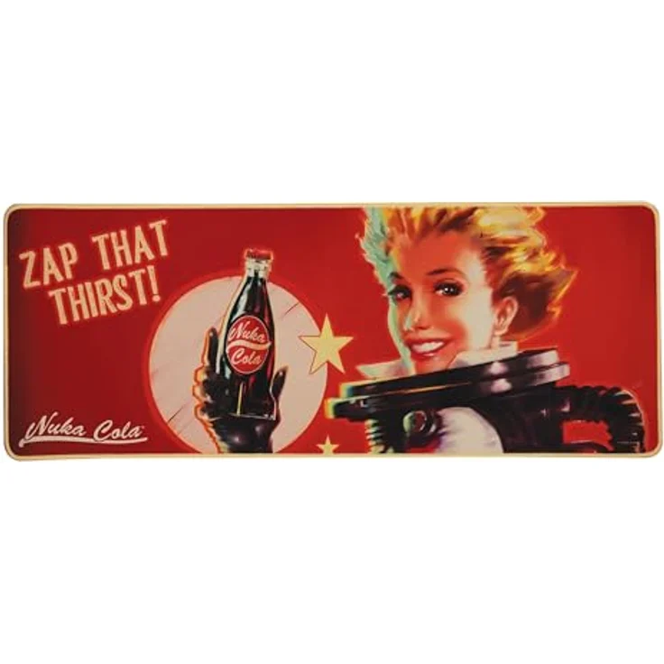 Fanattik Gaming Mauspad Fallout, Schreibtischunterlage mit Untersetzer Nuka-Cola, 80 x 30 cm – Bild 3
