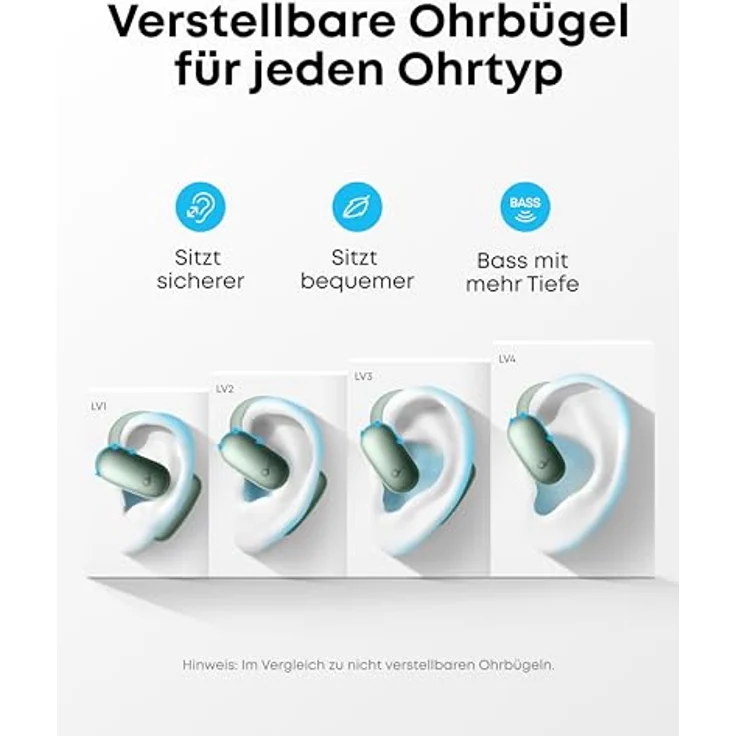 soundcore by Anker AeroFit 2, Open-Ear-Kopfhörer mit KI-Assistent und Hi-Res Audio, grün – Bild 5