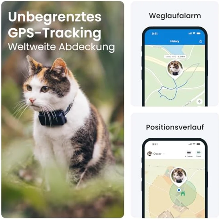 Tractive Mini GPS Tracker für Katzen, Weltweite Live-Ortung, Positionsverlauf, Aktivitätstracking, Mehrfacher Testsieger, Halsband inkludiert – Bild 3