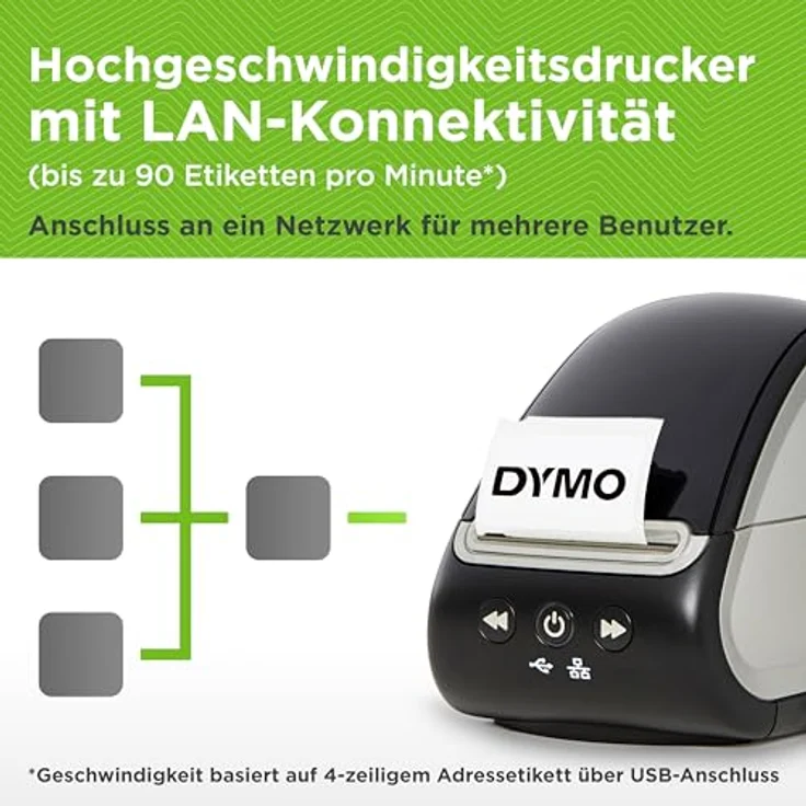 DYMO LabelWriter 550 Turbo Etikettendrucker (USB & Ethernet, Thermodirekt, 300 dpi) (2112723) – Bild 6