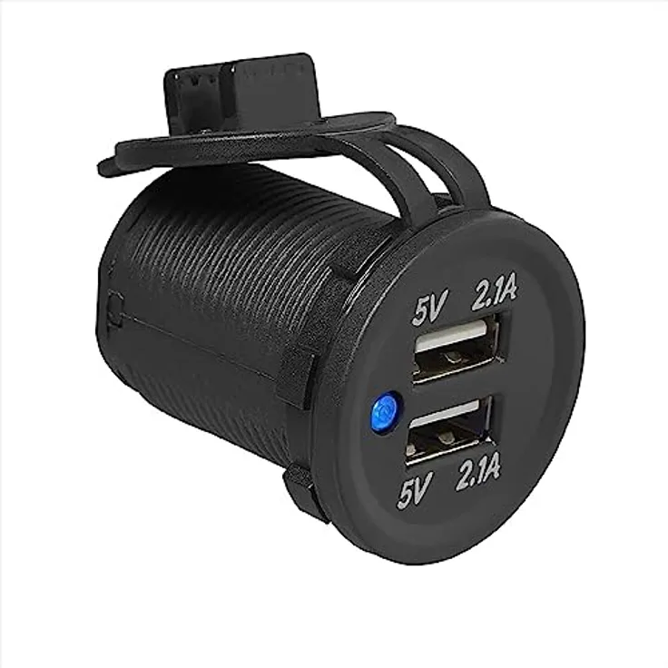 ProPlus USB A Doppelsteckdose 12V 24V, Einbau Ladegerät mit 2×2100 mA, Ø51,2 mm LED Kappe für PKW, LKW, Boot und Wohnmobil