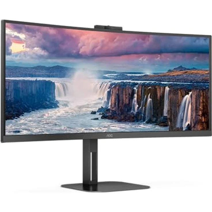 AOC CU34V5CW - 34 Zoll WQHD Curved Monitor mit 2 MP Webcam, Lautsprechern, höhenverstellbar, schwarz – Bild 3