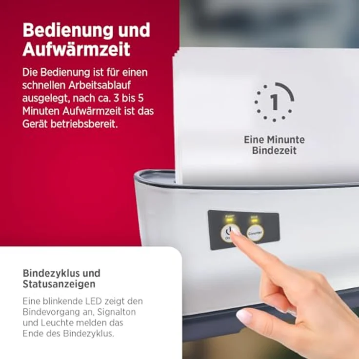 Olympia TB 1280 Thermobinder (Automatische Abschaltung, Schnelles Aufwärmen, Bis 200 Blatt, Bindegerät für Thermo-Bindemappen, Thermobindemaschine DIN A4 für Büro) – Bild 5