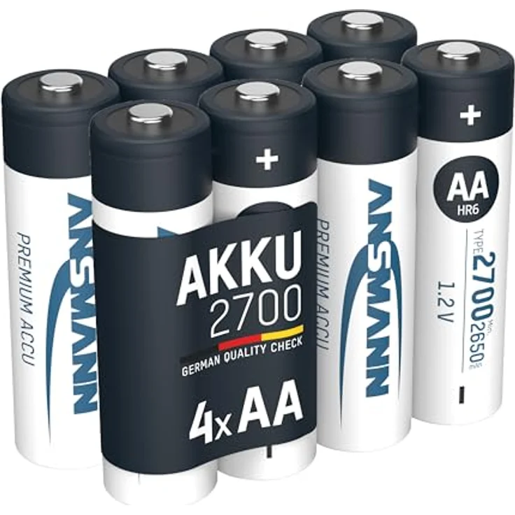 ANSMANN Akku AA 2700mAh NiMH 1,2V, Hochleistungsbatterien für hohe Stromanforderungen, 8 Stück – Bild 1