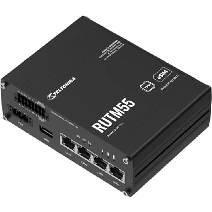Teltonika RUTM55 (without PSU), 5G Router mit bis zu 3,4 Gbit/s, Dual-SIM, Ethernet, Schwarz – Bild 4