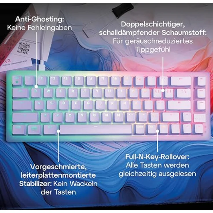 CHERRY xtrfy K5V2 Compact (DE, Kabelgebunden), Tastatur, Weiss - Ultra-anpassbare Gaming-Tastatur mit MX2A Switches – Bild 6