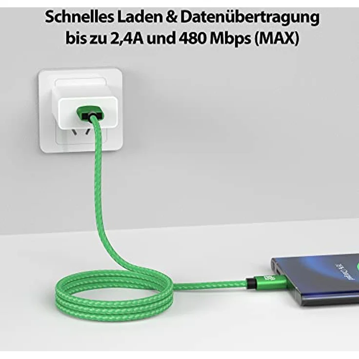 JAMEGA USB-C Kabel Nylon, 0,5m Schnell Ladekabel mit Hochgeschwindigkeits-Datentransfer bis zu 5 Gbps, kompatibel mit Samsung, Huawei, HTC, LG – Bild 2