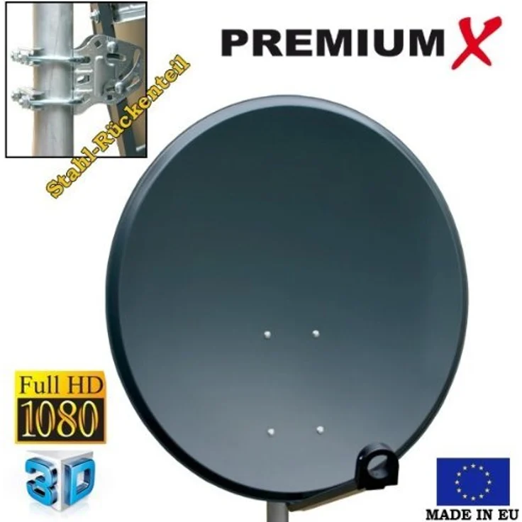 Premium X Camping Satelliten-Komplettanlage, 45cm Anthrazit Satellitenschüssel mit Single LNB, Dreibein-Stativ, 10m Kabel und 2x F-Stecker für HD/4K Empfang – Bild 2