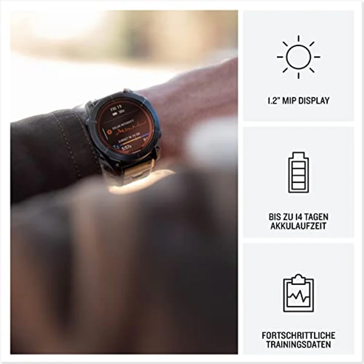 Garmin fēnix 7S Pro – GPS-Multisport-Smartwatch mit Farbdisplay und Touch-/Tastenbedienung, TOPO-Karten, über 60 vorinstallierte Sport-Apps, Garmin Music und Garmin Pay – Bild 3
