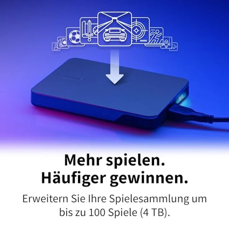 Toshiba 2TB Canvio Gaming Portable Externe Festplatte, USB 3.2 Gen 1, kompatibel mit Playstation und Xbox, Schwarz (HDTX220EK3AA) – Bild 2