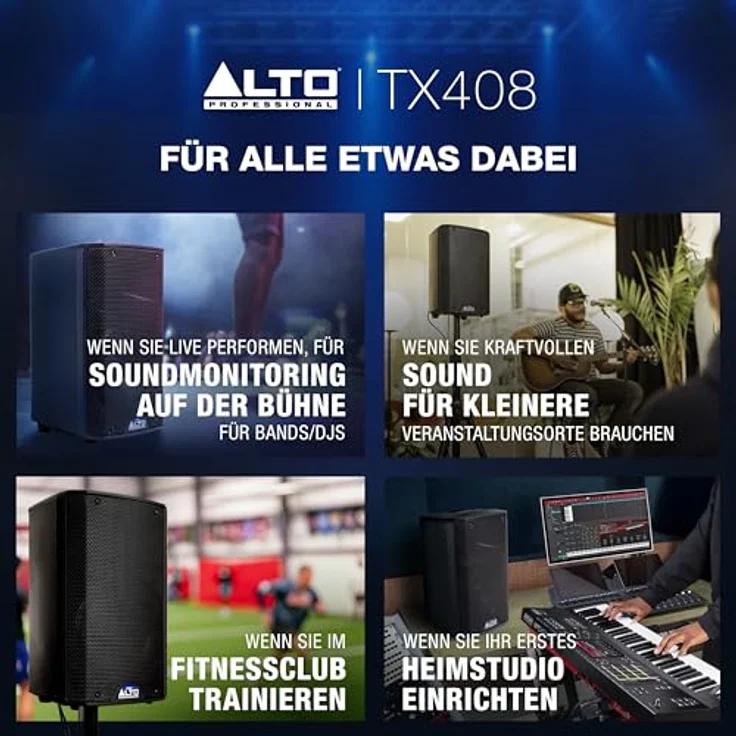 Sonstige Studios Alto TX408, Aktiv PA Lautsprecher mit 350W Verstärker für klaren Sound, Schwarz – Bild 8
