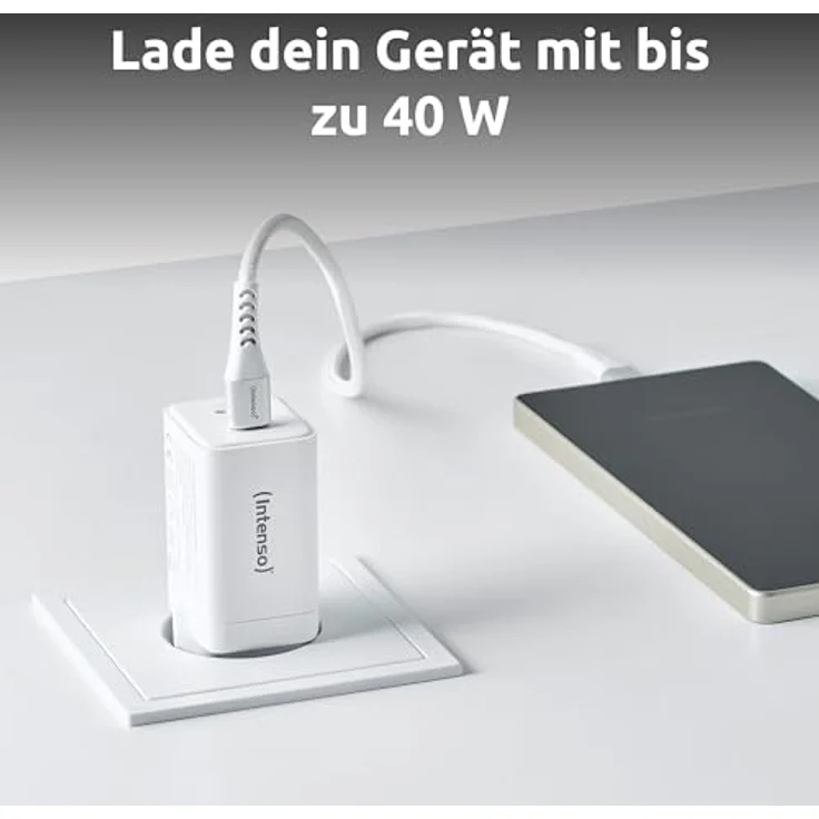 Intenso Power Adapter 40W, 2x USB-C Induktions-Ladegerät, Weiß, kompakt und mit GaN-Technologie – Bild 3