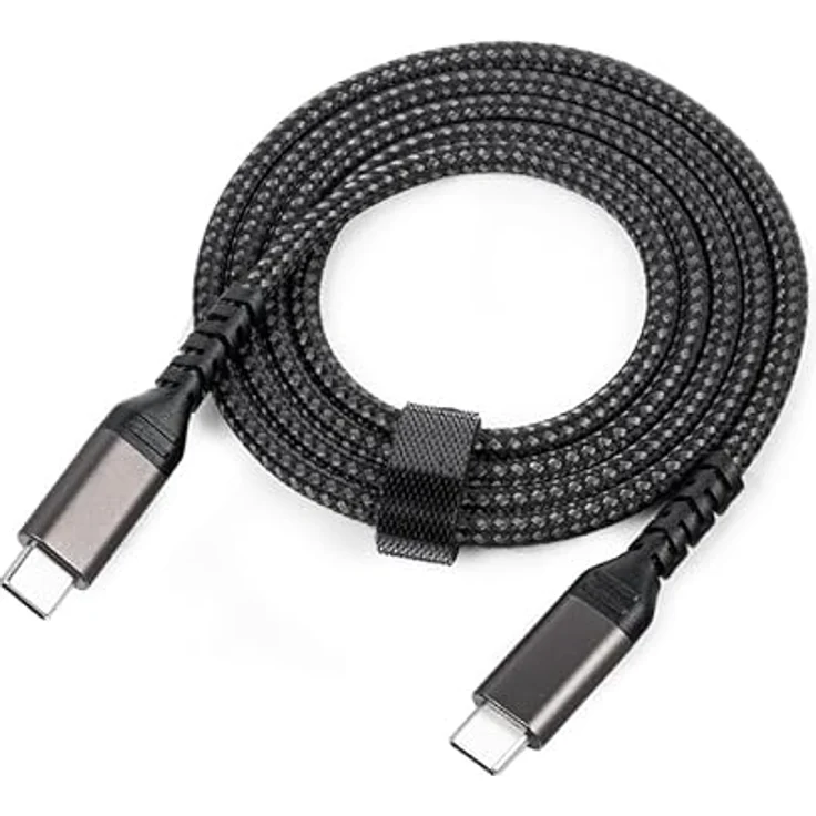 INF USB-C zu USB-C Kabel, 5A/20V PD 100W Ladegerät, geflochtenes Nylon, schwarz, 2 m – Bild 1