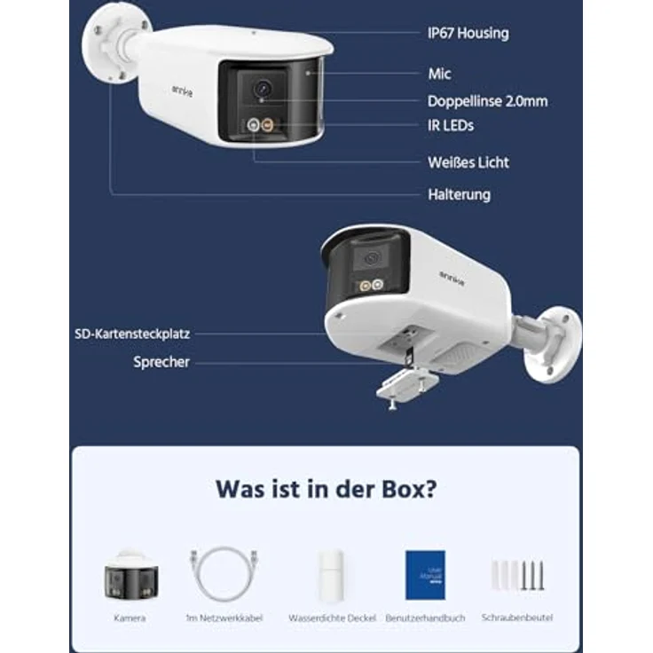 ANNKE 4K 8MP Dual-Objektiv PoE Außenüberwachungskamera mit 180° Panoramaansicht, Zwei-Wege Audio, KI Personen-/Fahrzeugerkennung, Farb-Nachtsicht, IP67 Wetterfest, Schwarz – Bild 6