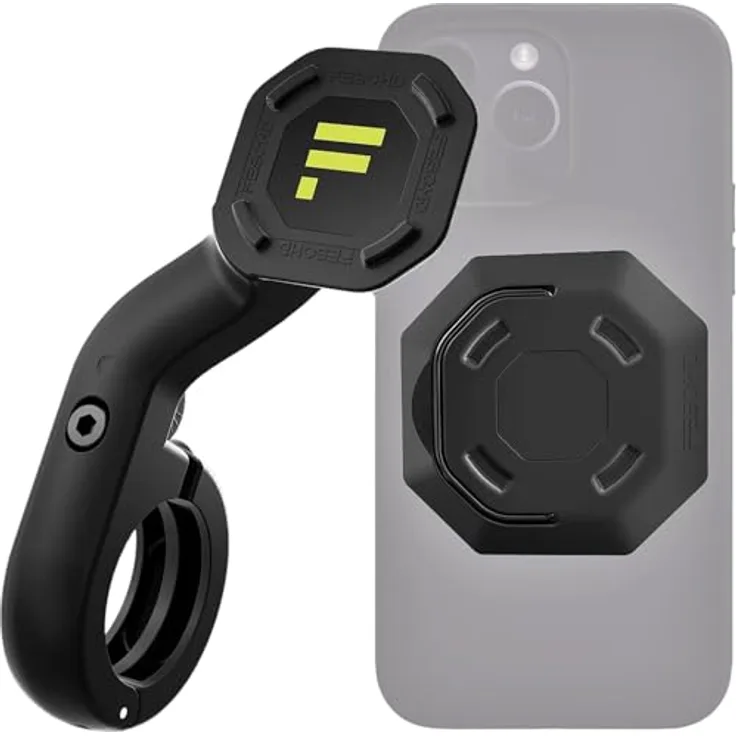 Feschd Bike Bundle, Smartphone Halterung mit integrierten Fingerring, Magnethalter und Vibrationsdämpfer, Schwarz