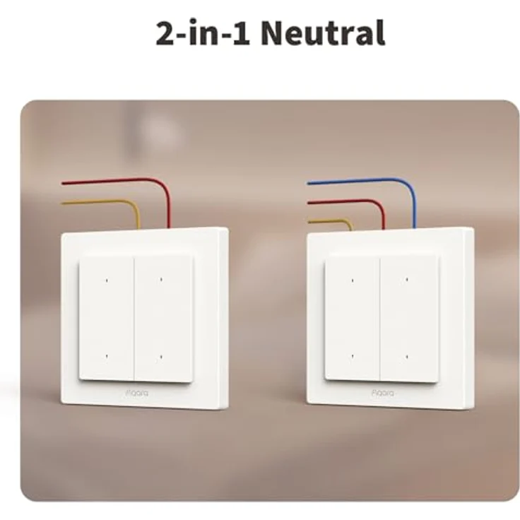 Aqara Lichtschalter H2 EU, Smarter 2-in-1 Wandschalter mit 4 Tasten, Neutral-Kompatibilität, Thread/Zigbee, unterstützt Apple Home, Alexa, Google Home, integriert in Matter über Thread – Bild 3