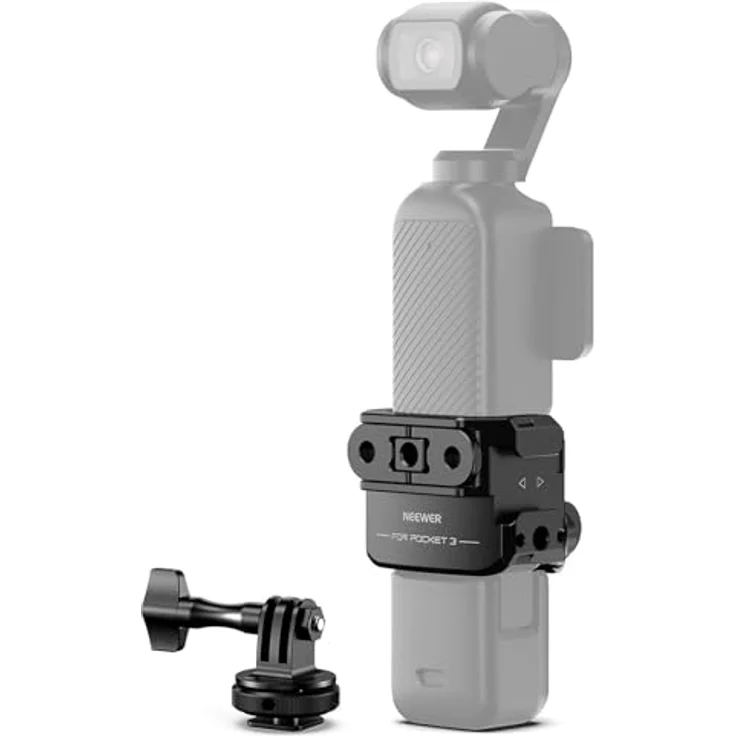 NEEWER Pocket 3 Käfig & Action Kamera Adapter, Aluminiumlegierung Gimbal Rig mit 1/4" Gewinde Cold Shoe, kompatibel mit DJI Osmo Pocket 3 & Action 2 Magnetic Mount, AC009 PRO – Bild 1