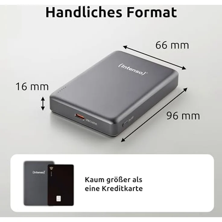 Intenso MW10000 Magnetische Powerbank 10000 mAh, MagSafe kompatibel, Wireless Charging 15W, USB-C PD 20W, Grau – Bild 5