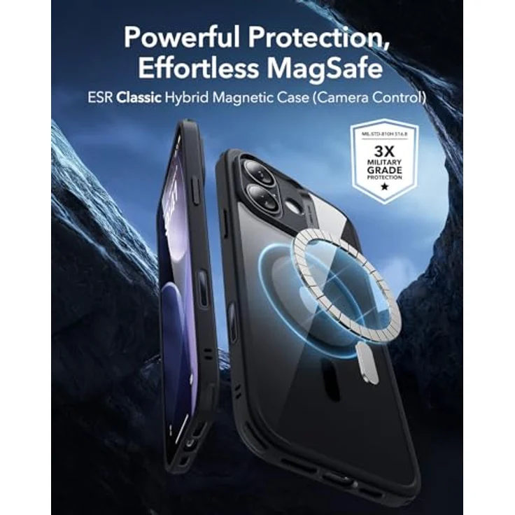 ESR Classic Hybrid HaloLock Case für Apple iPhone 17, Transparent/Schwarz, MagSafe-kompatibel mit Kamerasteuerung und Militärschutz – Bild 2