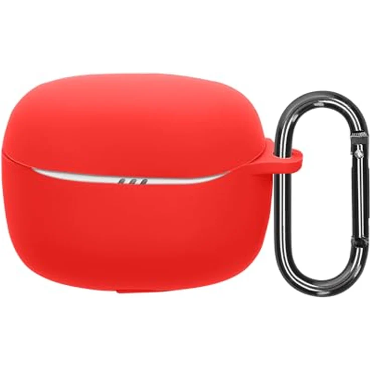 kwmobile Silikon Hülle kompatibel mit JBL Tune Beam 2 - Schutzhülle Etui Case Cover in Rot mit Anhänger und Ladeöffnung – Bild 1