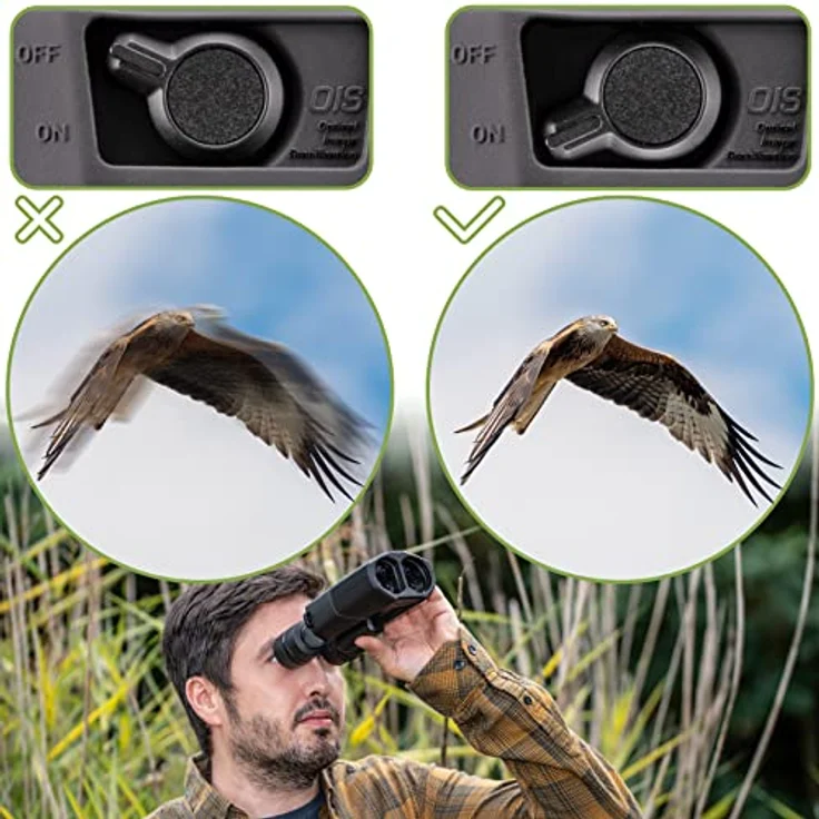 Bresser 16x42 Stabilizer OIS Fernglas mit Bildstabilisator,16-facher Vergrößerung inklusive Tragegurt und Tragetasche 2051642 Schwarz – Bild 4