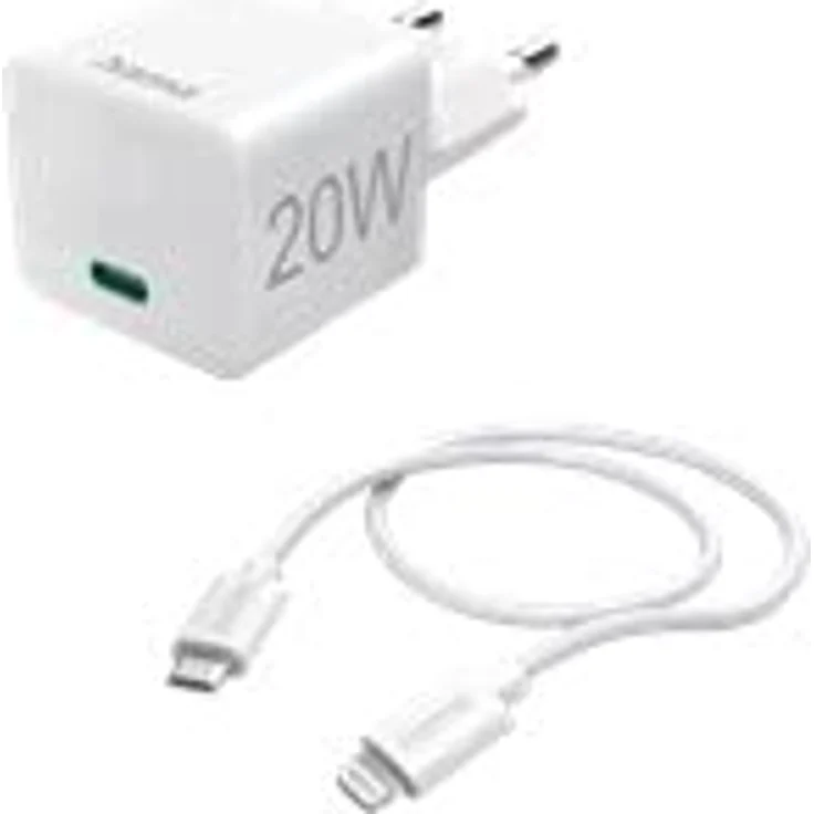 Hama Schnellladegerät mit Lightning-Kabel, Ladegerät Mini, PD, 20 W, 1 m, Weiß – Bild 1