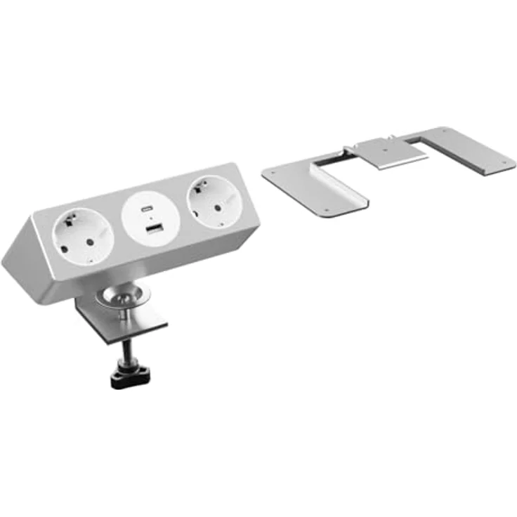 kalb | Nexura Mehrfachtischsteckdose, 2X 230VAC, USB A/C 30W, Flexible Montage mit C-Klemme oder Montageplatte, 2m Kabel, Plug & Play, Kabelmanagement, Material für Möbel – Bild 5