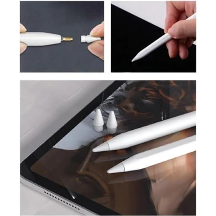 4smarts Eingabestift-Adapter Ersatzspitzen für Apple Pencil (1. Gen. / 2. Gen) 4 Stk., Neigungsempfindliche Präzision, werkzeugfreier Spitzenaustausch – Bild 4