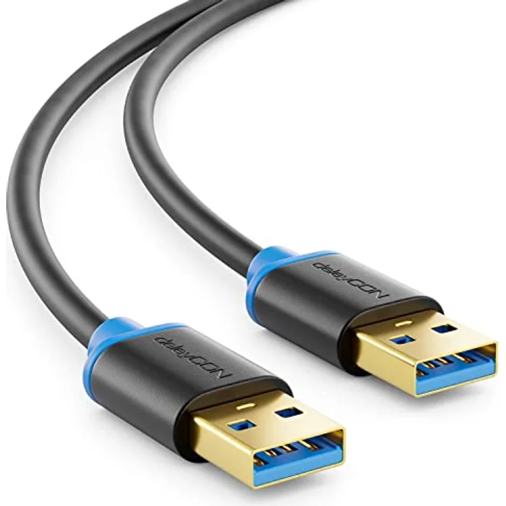 deleyCON 2m USB 3.0 Super Speed Kabel Schwarz/Blau - Übertragungsraten bis zu 5 Gbit/s