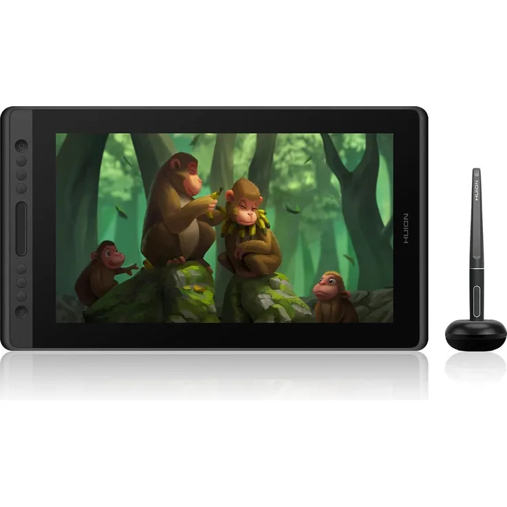 HUION Kamvas Pro 16, Grafiktablett mit 15,6 Zoll Volllaminationsdisplay, graviertem Antireflex-Glas und 6 individuell anpassbaren Tasten, schwarz