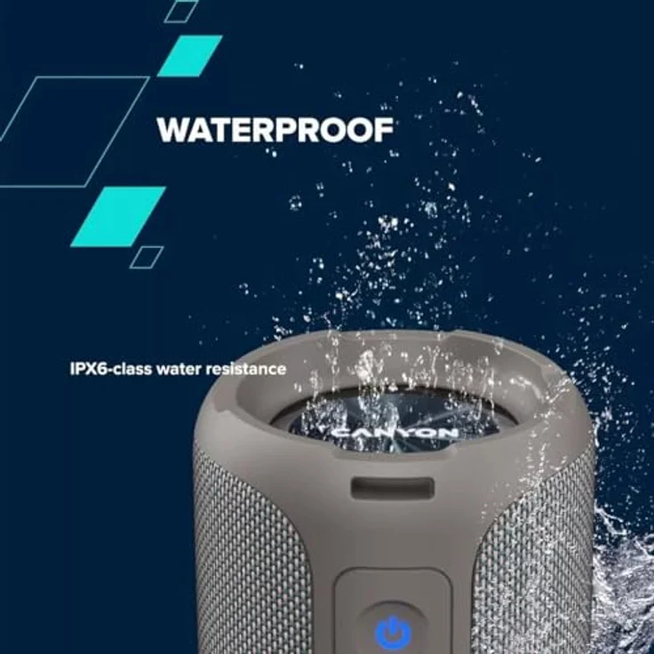 Canyon Tragbarer kabelloser Lautsprecher OnMove 15 grau, RGB-Lichtshow, 40 Watt, IPX6, True Wireless-Modus – Bild 5