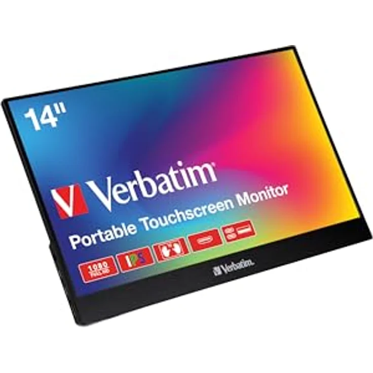 Verbatim PMT-14, Portable Touchscreen Monitor, Full HD, USB-C, HDMI, schwarz – Bild 1