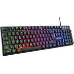 THE G-LAB Keyz Caesium Gaming-Tastatur, QWERTY, mehrfarbige RGB-Hintergrundbeleuchtung, 19 Anti-Ghosting-Tasten, halbmechanisch, leise, für PC, PS4, PS5, Xbox