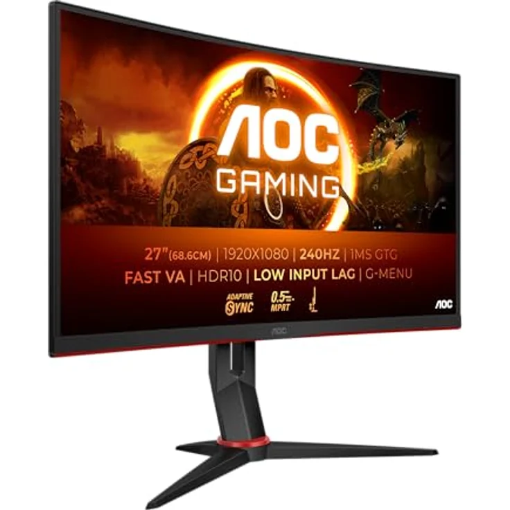 AOC Gaming C27G2Z3-27 Zoll Curved FHD Monitor, 240Hz, 1ms, Freesync Premium, HDR10, schwarz-rot – Bild 1