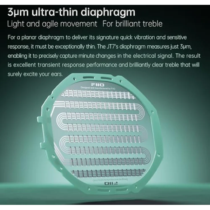 FiiO JT7, Kabelgebundene Planar-Magnet Kopfhörer mit Hi-Res-Audio-Zertifizierung, schwarz – Bild 4