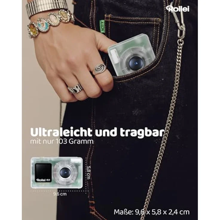 Rollei Compactline Pocket, 48 MP Kompaktkamera mit 8000 x 6000 Pixel Auflösung, transparent blau – Bild 7